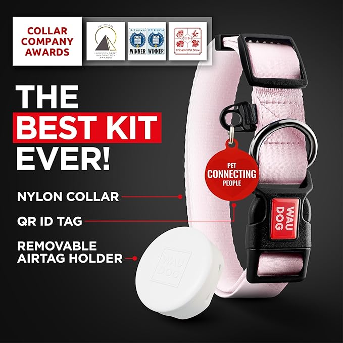 Airtag Dog Collar Nylon Dog Collar with Airtag Holder - Adjustable for Large Dogs, Small & Medium Dogs - Breakaway Puppy Collars for Large Breed Dogs - Boy & Girl Collars