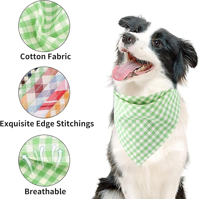 Segarty 60 Pack Washable Plaid Bibs, 22.8"x15.7" Pet Scarf Triangle Dog Bandanas Accessories Bulk for Small Medium Dogs Cats Large Puppy, Adjustable Reversible Boy Pets Birthday Kerchief
