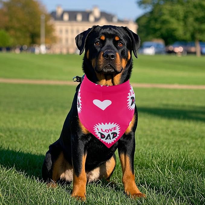50PCS Father’s Day Dog Bandanas for Large Extra Large XL XXL Triangle Bibs Head Scarves for Boys Girls Grooming Accessories Costume
