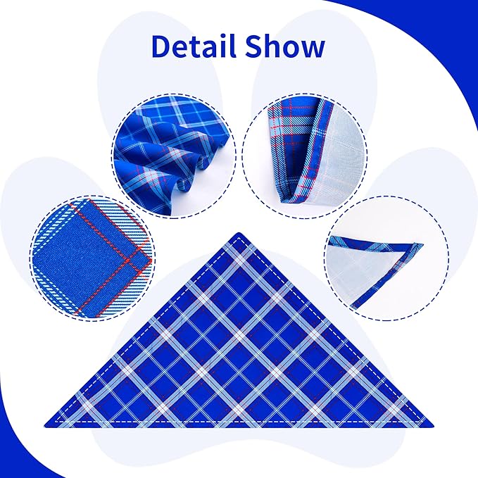 10PCS Large Dog Bandanas Plaid Large Breed XL for Extra Large Dog Big Bandanas Pack Kerchief Washable Triangle Bibs Head Scarves Scarfs Random Patterns for Boys and Girls Grooming Accessories