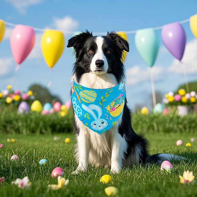 Easter Dog Bandanas for Large Dog Breed Adjustable 33 Inch Polyester Dogs Bandana 7 Pcs XXL Dogs Scarves Grooming L