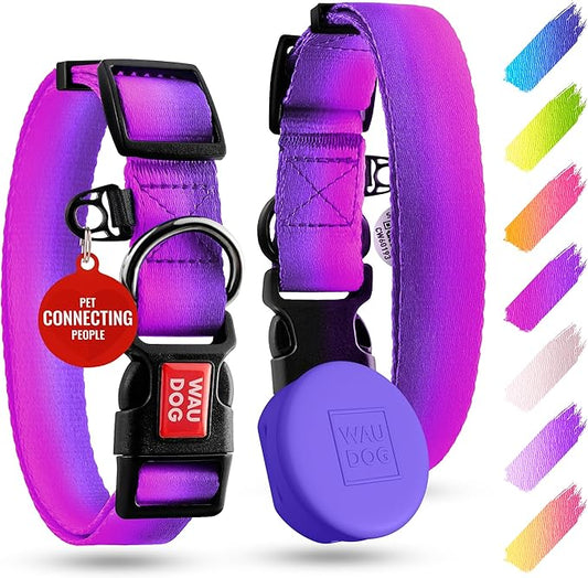 Airtag Dog Collar Nylon Dog Collar with Airtag Holder - Adjustable for Large Dogs, Small & Medium Dogs - Breakaway Puppy Collars for Large Breed Dogs - Boy & Girl Collars