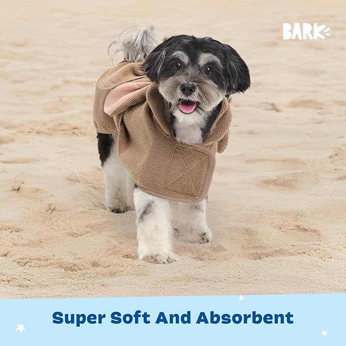 Barkbox Dog Bathrobe Fast Drying with Hook and Loop Closure & Wrap Tie Snuggle, Cute Dogs Clothes, Easy to Clean, Machine Washable, Dog Coats and Tumble Dry Low - Bunny, Small