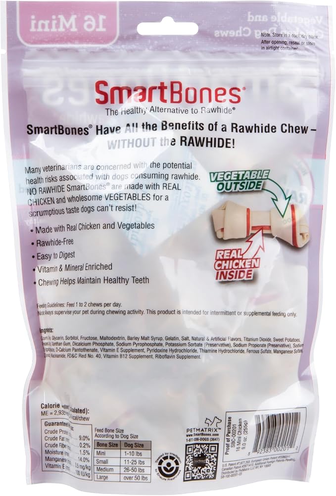 SmartBones Chicken Dog Chew, Mini, 16 pieces/pack