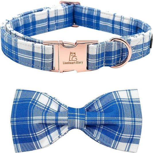 Lionheart glory Dog Collar, Boy Dog Collar Bowtie Blue Adjustable Dog Bowtie Collar Bows Dog Collar for Small Dogs