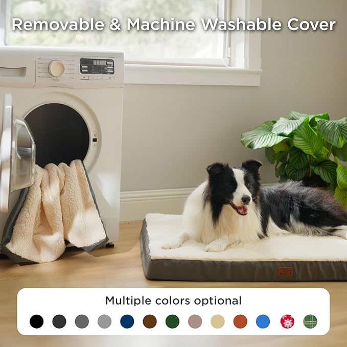 Bedsure Large Dog Bed for Crate - Orthopedic Waterproof Puppy Beds with Removable Washable Cover, Egg Crate Foam Pet Mat, Suitable for Pet Up to 90 lbs