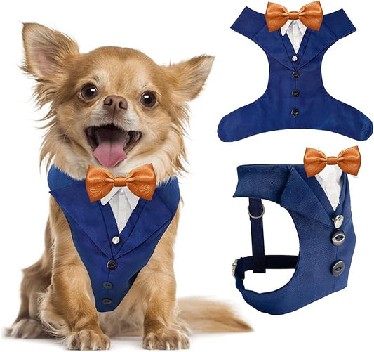 Dog Tuxedo for Wedding Outfit, Dog Suit and Tie Costumes for Birthday, Halloween, Cosplay, Christmas Party, Pet Formal Wear with Bowtie, Tux for Small Dogs, Chihuahua, Bichon, Maltese, Cats
