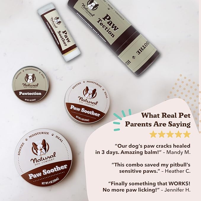 Natural Dog Company Paw Soother Balm & Wax for Dogs, Moisturizing Relief for Dry, Cracked Paws, Lick-Safe, Repairs & Heals, Protects Against Extreme Weather, Coconut Oil & Vitamin E, 2 oz Stick