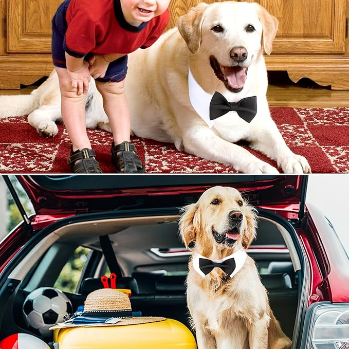 Segarty Dog Bow Tie, Adjustable Black Bowtie Collar for Extra Large Dogs, Dog Neck Tie Tuxedo Comfortable Cotton Boy Pets Grooming Accessories for Formal Wedding Holiday Birthday Gift Party