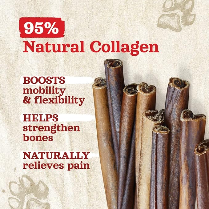 Natural Farm Collagen Sticks 6-Inch Dog Chews - Odor-Free, 95% Natural Collagen Supports Healthy Joints, Skin & Coat - Small, Medium Dogs ā Lasts 20% More (6 inch, 5 Pack)