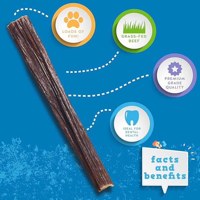 Jack&Pup 6-inch Gullet Sticks for Dogs – Odor Free Joint Health Support Dog Chews – Fresh and Savory Beef Gullet Sticks - Naturally Rich in Glucosamine and Chondroitin (40 Pack)