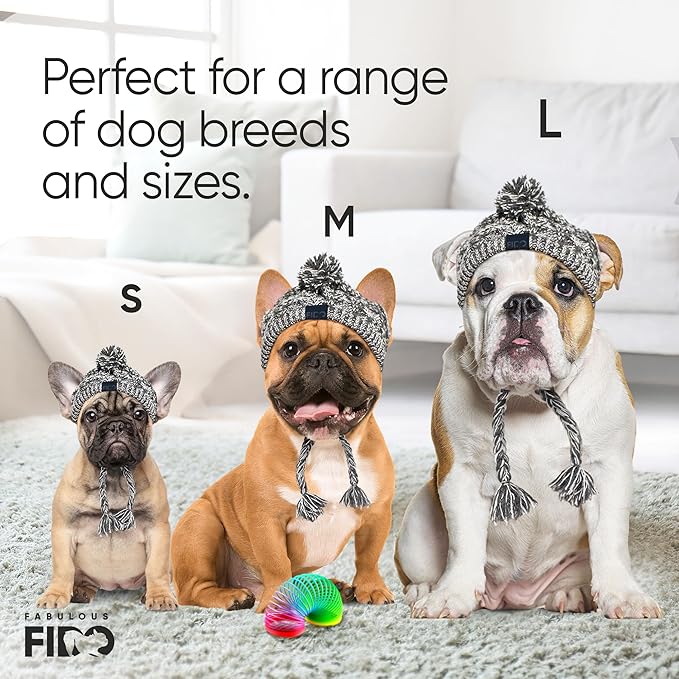 Warm & Snug Fit Dog Hat - Hats for Dogs with Ear Holes Comfortable Hats for Dogs - Knit Pom Pom Dog Beanie Hats with Soft Yarn Fabric for French Bulldog - Small Dog Hats for Winter