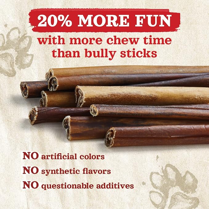 Natural Farm Odor-Free Collagen Chews, (12-Inch, 12-Pack), Long Lasting Bully Sticks & Rawhide Alternative Dog Treats, 95% Collagen, High Protein Best Dental Dog Treats ā Medium & Large Dogs