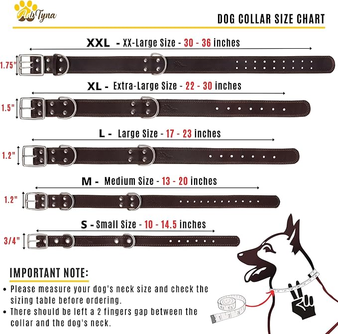 ADITYNA Heavy Duty Leather Dog Collar for Medium Dogs - Soft and Strong Collar for Walking, and Training (Medium: Fit 13" - 20" Neck, Brown - Gold Colored Buckle)