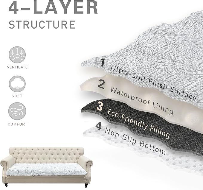 Waterproof Dog Bed Cover, Soft Plush Pet Blanket with Anti-Slip Back for Bed Couch Sofa, Furniture Protector for Small, Medium and Large Dogs and Cats (Magic Gray, 30"x70")