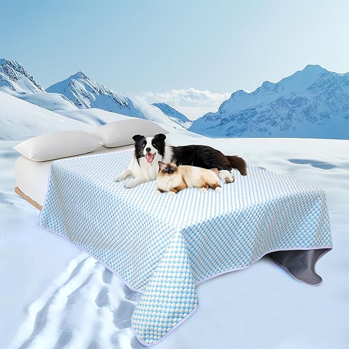 Chicute Cooling Dog Blanket for Sofa - 60x80 Waterproof Pet Blankets for Dog Bed Cover, Slip-Resistant Throw Blanket for Couch Protector, Washable Furniture Cover for Dogs, Cats, Pearl Blue