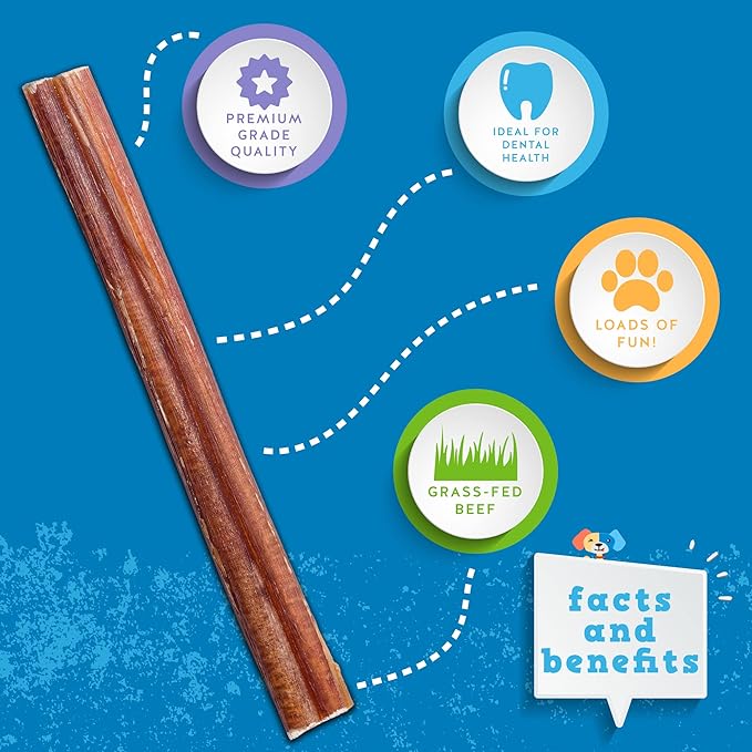 Jack&Pup Premium Thin Bully Sticks - 6 Inch, Odor Free, 100% Beef Dog Chews (10 Pack) for Small Dogs