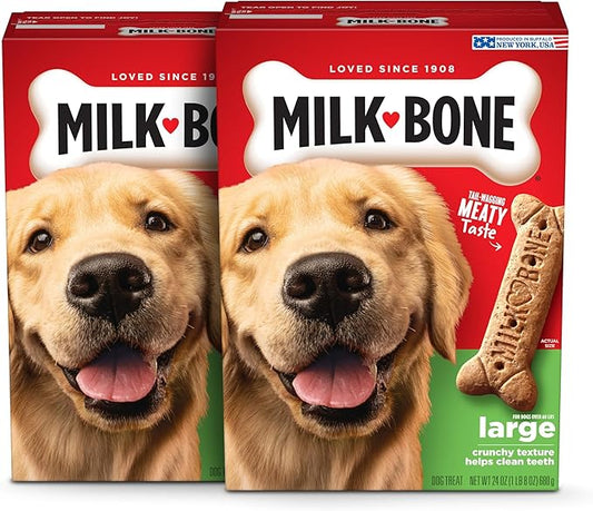 Milk-Bone Original Dog Treats for Large Dogs, 24 Ounce, Crunchy Biscuit Helps Clean Teeth (Pack of 2)