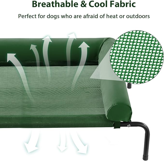 RRPETHOME Elevated Cooling Dog Bed,Raised Dog Cots Beds for Large Dogs,Outdoor Pet Bed for Large Dogs,Chew Proof Portable Cooling Pet Cot Skid-Resistant Feet,Frame with Breathable Mesh