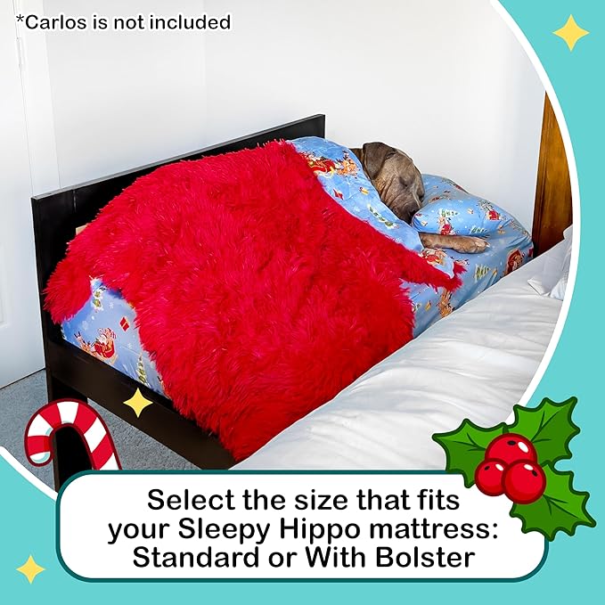 Santa's Helpers Bedding Set - Soft Shag & Fleece Reversible Blanket, Plush Pillow, Cute Fitted Sheet for Comfort - Oeko-Tex 100 Certified, Safe & Gentle for Pets (Standard)