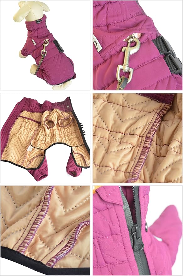Warm Double Layers Dog Vest - 4 Legs Covered Windproof Waterproof Reflective Coat for Small Medium Large Dogs - Outdoor Skating Costume - Purple 5XL