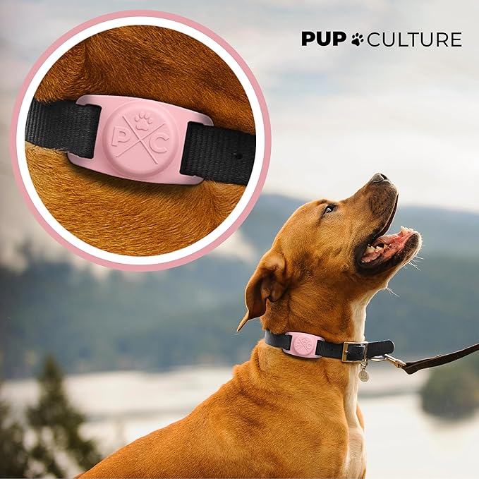 Pup Culture Protective Airtag Case for Dog Collar Holder, Loop for GPS for Pet Tracker Apple iPhone, Airtag