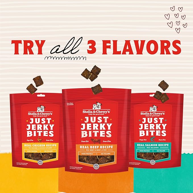 Stella & Chewy's Premium Salmon Jerky Dog Treats - 95% Real Fish Bites for Sensitive Stomachs - Natural Limited Ingredient Treats for Small and Large Dogs - No Grain, Wheat or Soy - 6 oz Bag