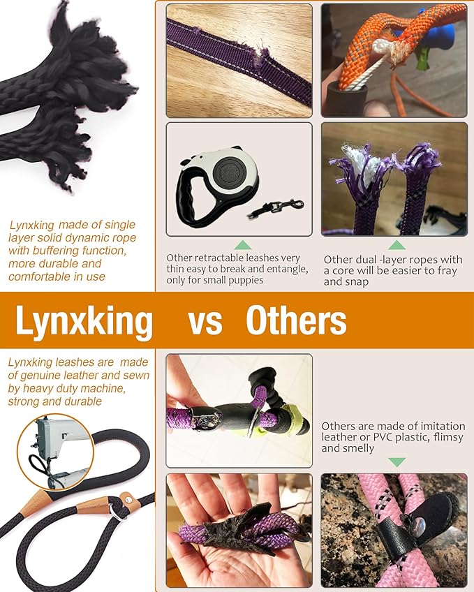 lynxking Slip Lead Dog Leash, 6 FT x 1/2" Heavy Duty Dog Loop Leashes, Comfortable Strong Rope Slip Leash for Dogs