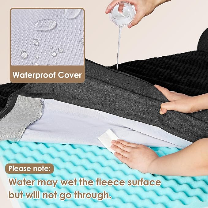 EHEYCIGA Memory Foam Dog Bed Medium Sized Dogs, Waterproof Dog Bed Orthopedic with Washable Removable Cover, Non-Slip Pet Bed Couch for Crate, 30x20x6 Inches, Black