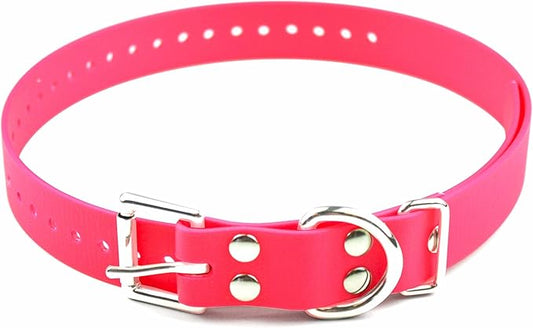 Educator Biothane Dog Collar, Waterproof, Odorproof, Metal Buckle and D Ring, Adjustable for Custom Fit, Cool and Comfortable, for Small, Medium, or Large Dogs, 1-Inch, Pink