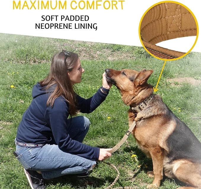 ADITYNA Heavy Duty Camo Dog Collar for Large Dogs - Collar with Handle for Training, and Walking - Wide, Thick, Tactical, Soft Neoprene Padded