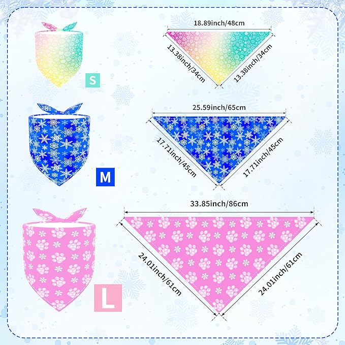 7 Pcs Winter Dog Bandanas for Medium Dogs Breed 25 Inch Small Dog Bandanas Adjustable Scarves Grooming M