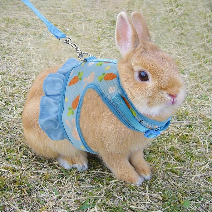 Breathable Small Animal Harness Leash & Hat Set - Adjustable Velcro, 3 Colors - Escape-Proof Vest for Bunny, Chinchilla, Guinea Pig, Hamster for All Seasons