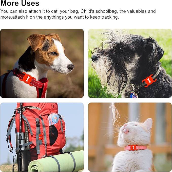 for Airtag Dog Collar Holder, Air Tag Protective Cat Airtag Dog Collar,Silicone AirTags GPS Tracking Accessories,Air Tags with Bone Pattern (1 Pack(Red))