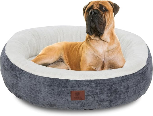 AMERICAN KENNEL CLUB 31" Mason Fabric Round Pet Bed - Stylish Washable Dog Bed with Non-Slip Bottom, Plush Sleeping Surface - for Cats, Large Breeds