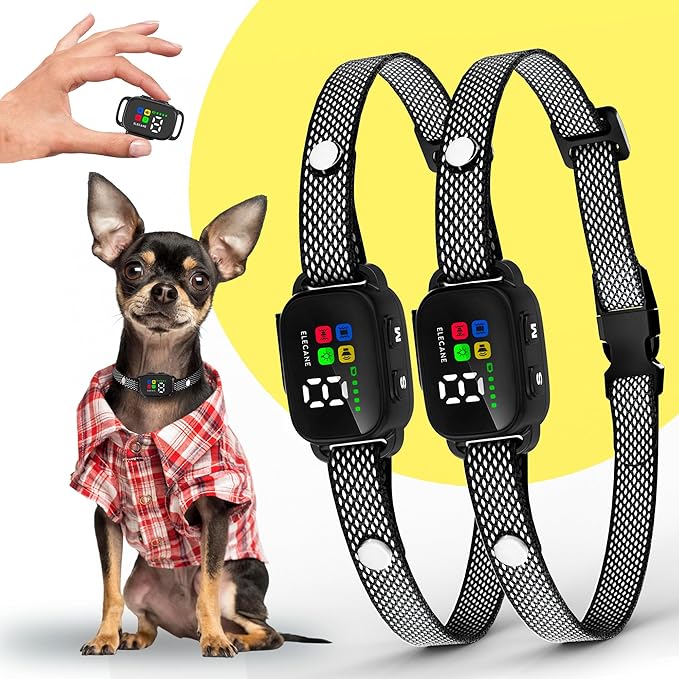 2 Pack Bark Collar for Small Dogs 5-15 lbs and Puppies - No Shock Anti Barking Collar - Rechargeable Smart Collar for Dog Training with 7 Sensitivity Levels and 3 Beep&Vibration Modes