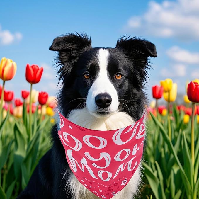 50PCS Mother’s Day Dog Bandanas for Large Extra Large XL XXL Triangle Bibs Head Scarves for Boys Girls Grooming Accessories Costume