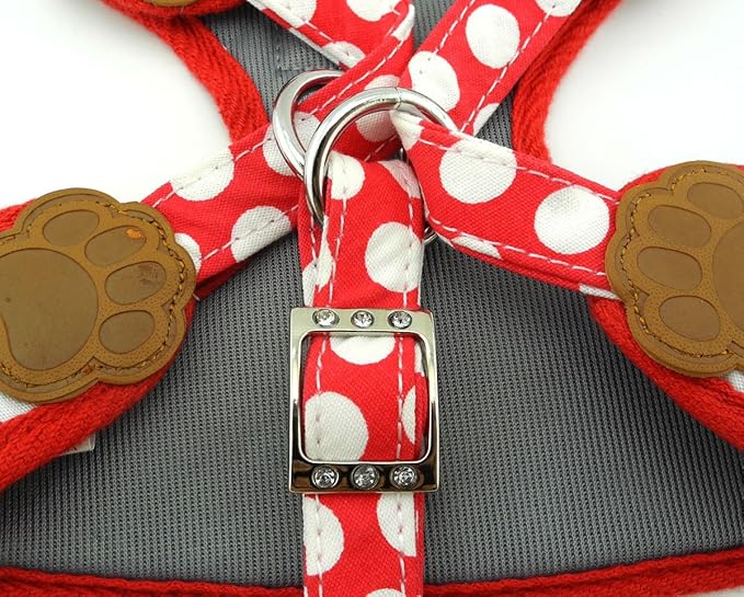 SMALLLEE_LUCKY_STORE New Soft Mesh Nylon Vest Pet Cat Small Medium Dog Harness Dog Leash Set Leads Red, M Chest:11.5"-15.5",Weight 6.5-11lbs (CWYP00068-Red-M)