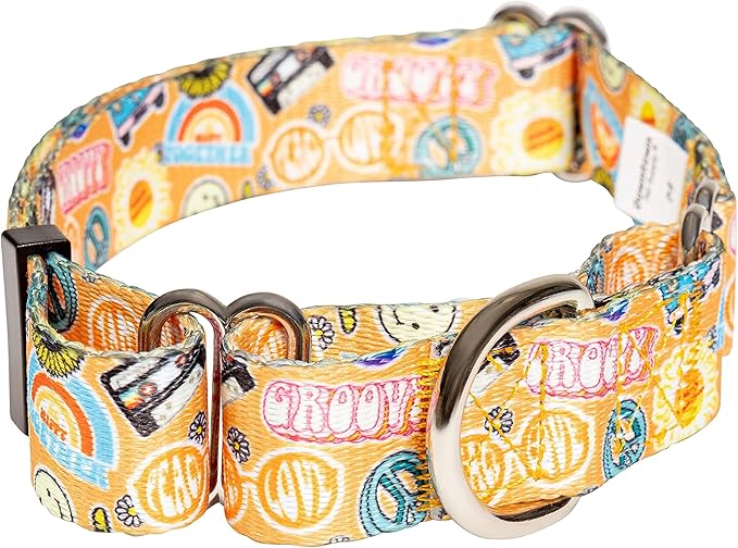Downtown Pet Supply - Martingale Collar for Dogs - Dog Training Collar - Big, Wide & Thick Dog Collar - Escape-Proof, Weatherproof, Durable and Comfortable - Good Vibes - Medium Dog Collar