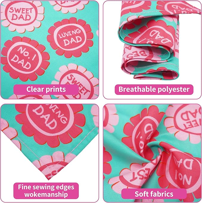 30 Pack Fathers Day Dog Bandanas Bulk for Large Dogs Breed 33 Inch Love Dad Extra Large Dog Bandanas XL Best Dad Dogs Bandana Grooming L