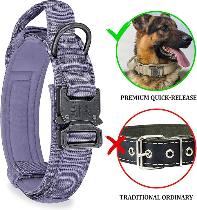 COOYOO Tactical Dog Collar Set, Adjustable Military Nylon Collar with Control Handle and Heavy Metal Buckle for Medium and Large Dogs