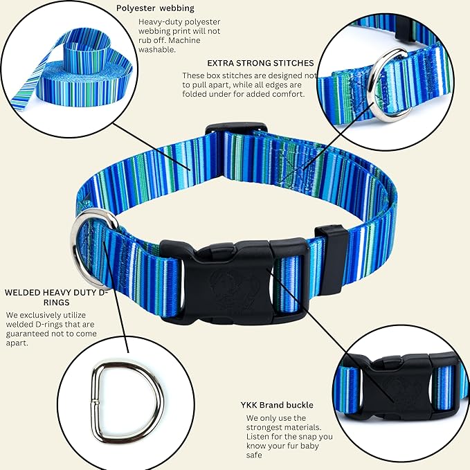 Country Brook Petz - Deluxe Blue Serape Dog Collar - Made in The U.S.A. - Country and Western Collection Featuring Rustic Designs (1 Inch, Medium)