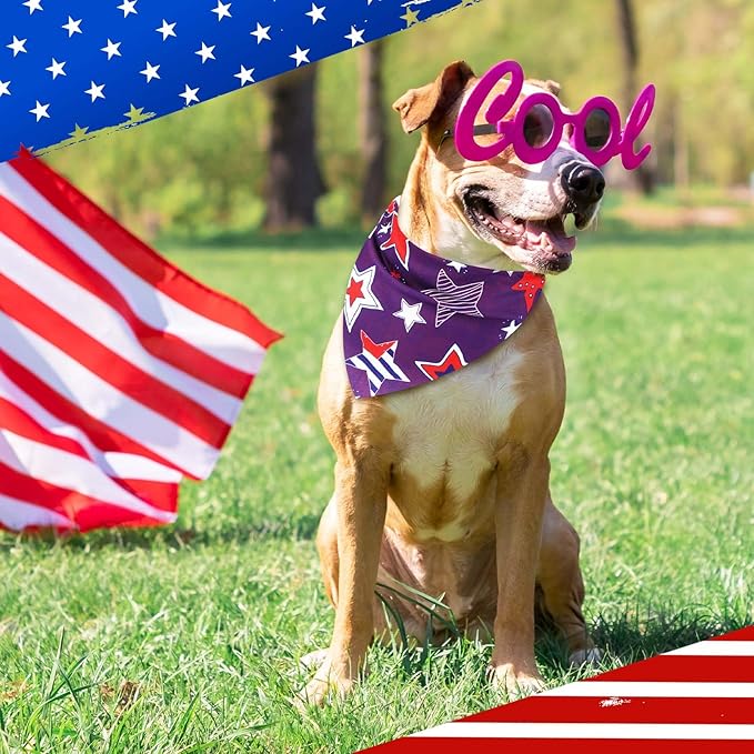 72 Pcs Dog Bandanas Bulk for Summer Adjustable Washable Pet Triangle Scarf Soft Kerchief Bib for Summer Holiday Pet Costume Accessories(Patriotic)