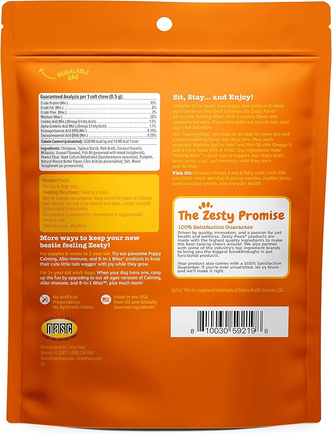 Zesty Paws Training Treats for Dogs & Puppies - Healthy Dog Treats for Hip, Joint & Muscle Health - Puppy Training Treats - for All Breeds and Ages - Dog Treats for Training - PB Flavor - 12oz
