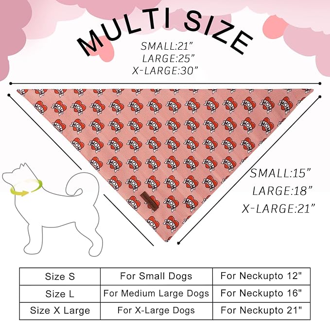 Unique Style Paws Dog Valentine's Bandanas 2Pcs Washable Cotton Triangle Love Heart Dog Scarfs for Small Medium Large Dogs and Cats