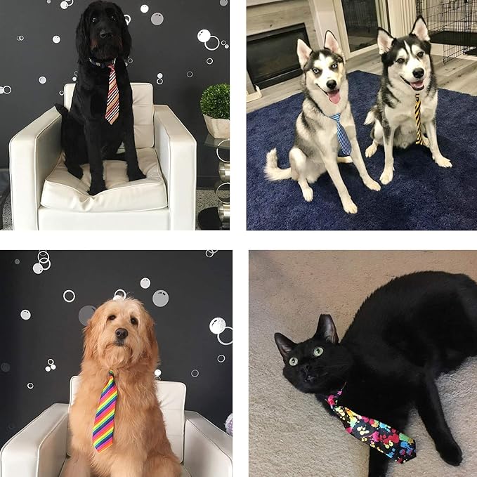 Segarty Dog Ties 30 PCS Dog Neckties, Adjustable Neck Ties and Bows for Medium Large Pets Festival Formal Bulk Pet Bowties Collar Grooming Accessories Holiday Birthday Wedding Costumes