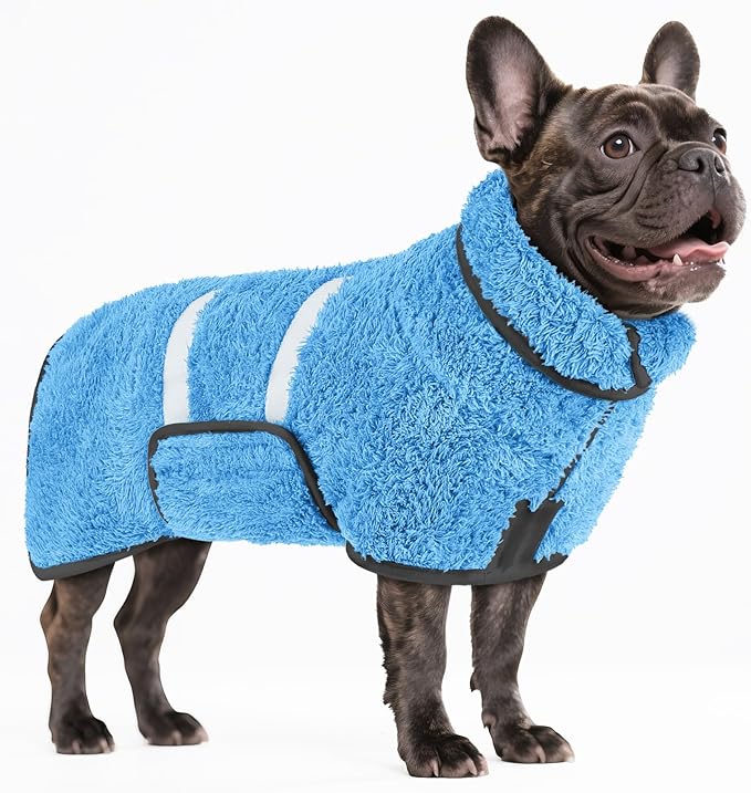 Bienbee Dog Bathrobe, Quick Drying Super Absorbent Dog Robes for After Bath, Warm Keeping Dogs Towel, Dogs Bath Supplies, Light Blue M
