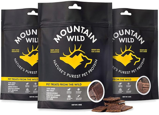 Venison Jerky Dog Training Treats, Grain Free, All Natural, No Fillers, No Artificial Preservatives - Nature's Purest Dog Treats - 8 oz Bag (3 Pack)