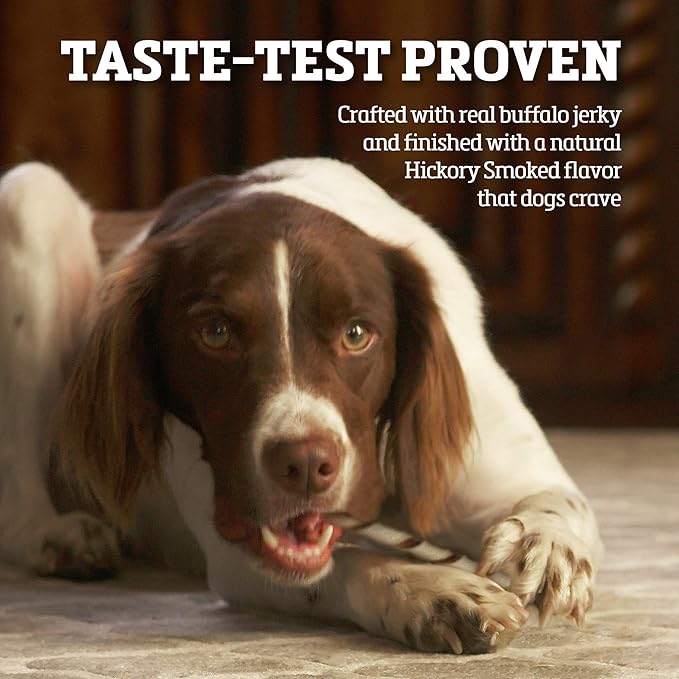 Rawhide-Free Dog Treats – Natural Jerky Twists Made with Grass-Fed Buffalo – Hickory Smoked Flavor High Protein Chews for Dogs – Healthy Rawhide Alternative – 40 Count