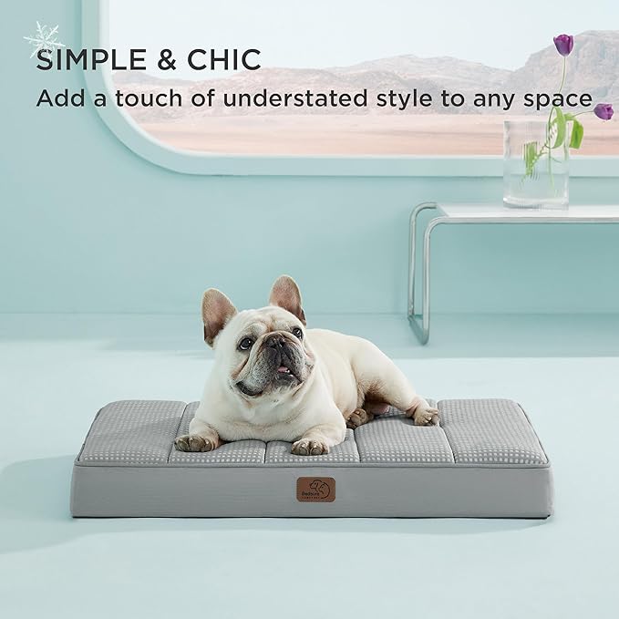 Bedsure Cooling Dog Bed for Medium Dogs - Orthopedic Waterproof Puppy Beds with Removable Washable Cover, Egg Crate Foam Pet Mat, Suitable for Pet Up to 35 lbs